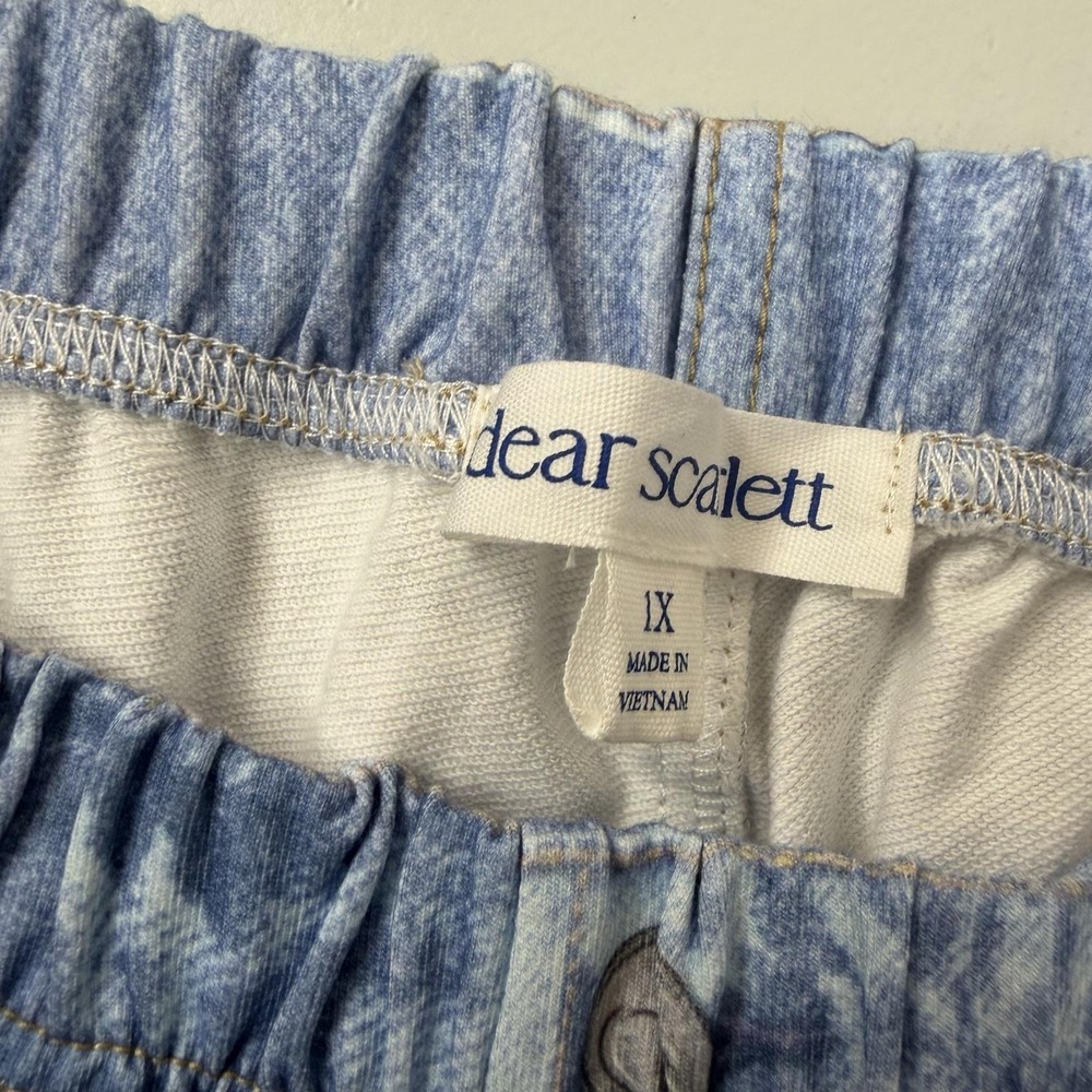 Dear Scarlett Pants Womens 1X Blue Denim Wide Leg Pull On Elastic Waist Zenim - Picture 4 of 12